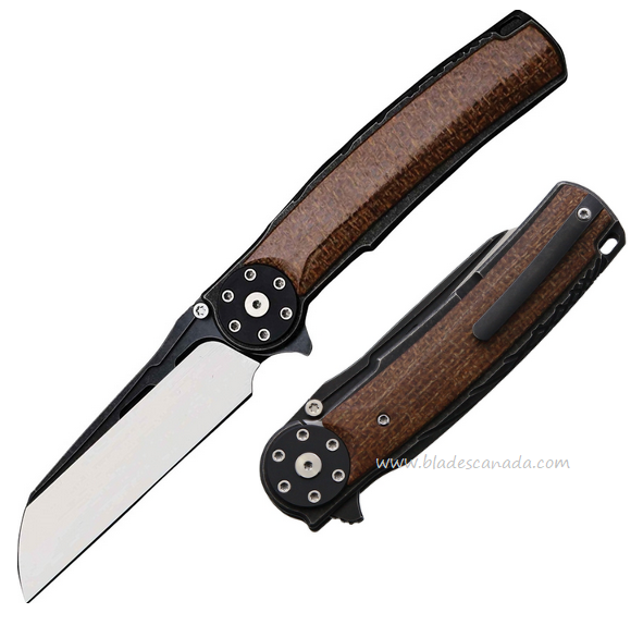 Reate J.A.C.K. 2.0 Flipper Framelock Knife, M390, Titanium Bead Blast/Micarta Brown